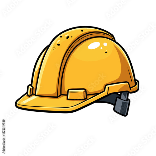Yellow construction helmet icon – safety gear illustration, industrial symbol