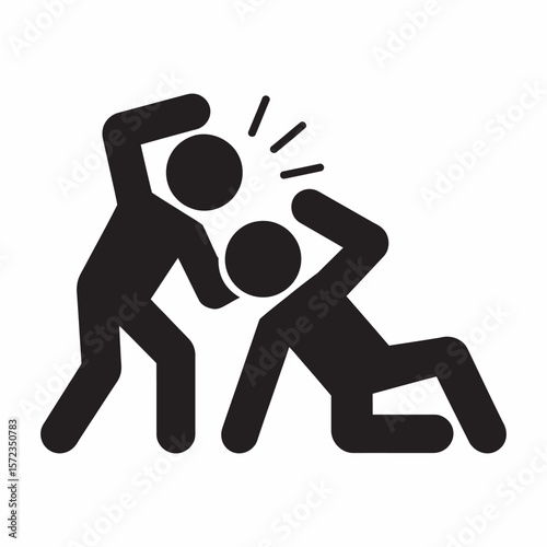 Man Fight Conflict Violence Vector Icon, vector illustration