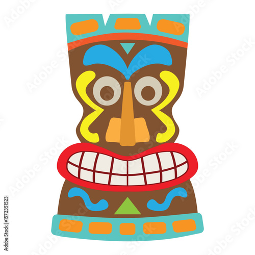 Tiki mask avatar vector cartoon illustration