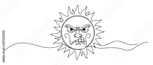 furious sun with clenched teeth