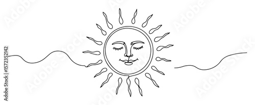 peaceful sun with closed eyes