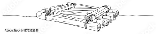 wooden raft on water