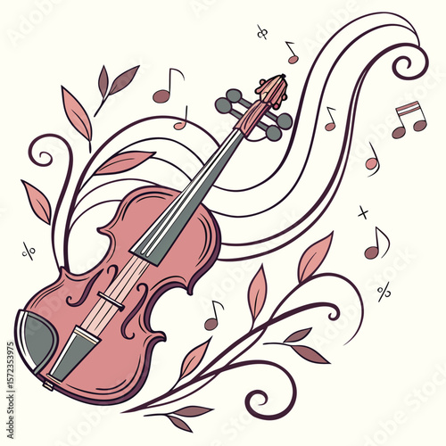 Enchanting Violin Melodies Evoke Musical Serenity with Flowing Notes and Autumnal Leaves