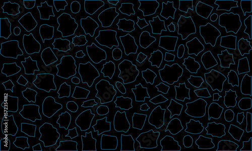 A pattern composed of irregular, shapeless outlines on a black background