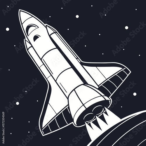 Vast Universe Exploration Vehicle Ascending Through Starry Night Sky