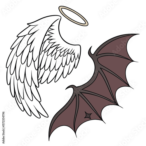 Symbolic Representation of Angelic Wings and Demonic Wings
