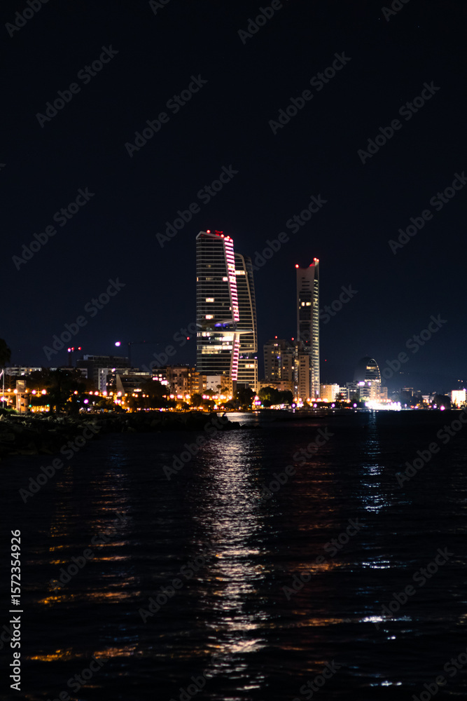 Fototapeta premium Night photo from Limassol pier