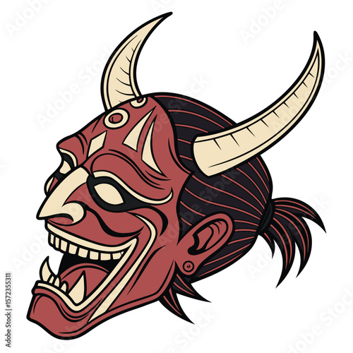Japanese Oni Demon Mask Traditional Folklore Art Design