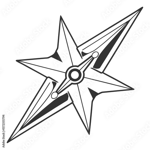 Geometric Starburst Design Element with Sharp Edges and Central Hub