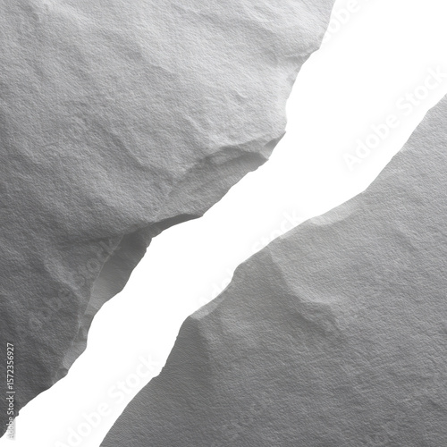 Abstract white texture with a dark crevice symbolizing a divide, highlighting fragmentation and conceptual contrast, representing an innovative graphic element
