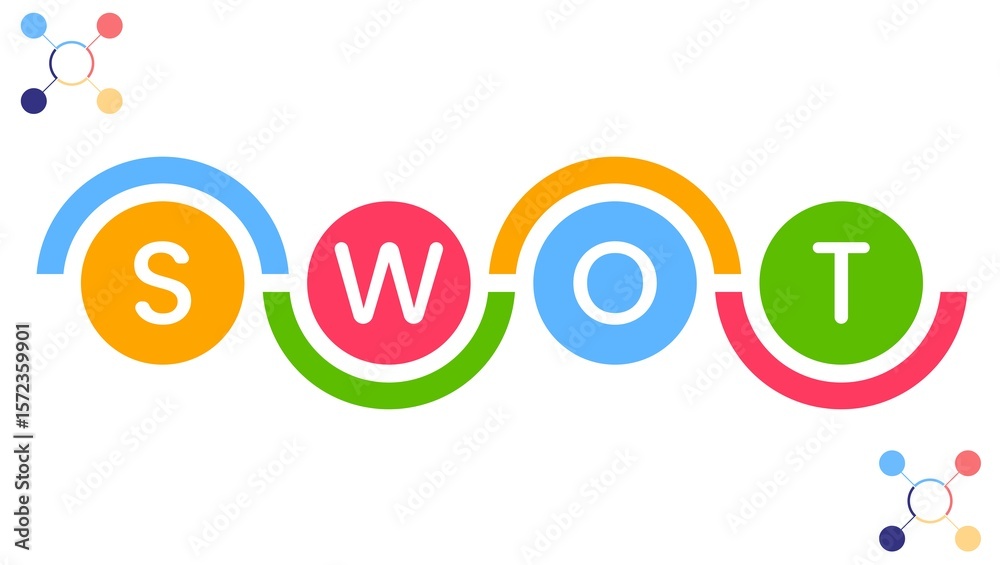 Fototapeta premium Swot diagram. Analysis strategy with marketing management model and presentation of business layout project with creative vector capabilities