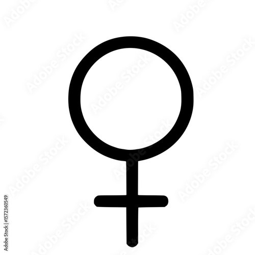 Simple Line Style Female Gender Symbol Sign Icon Illustration