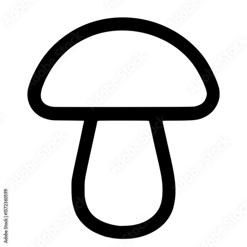 Simple Outline Mushroom Food Ingredient Vegetable Icon Isolated on White Background