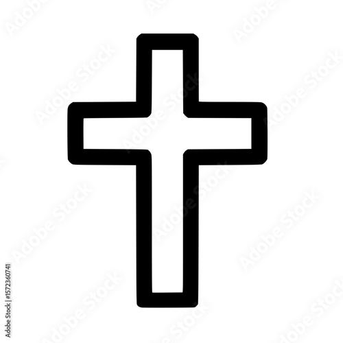 Minimalist Outline Symbolic Cross Religious Icon Christian Faith Element