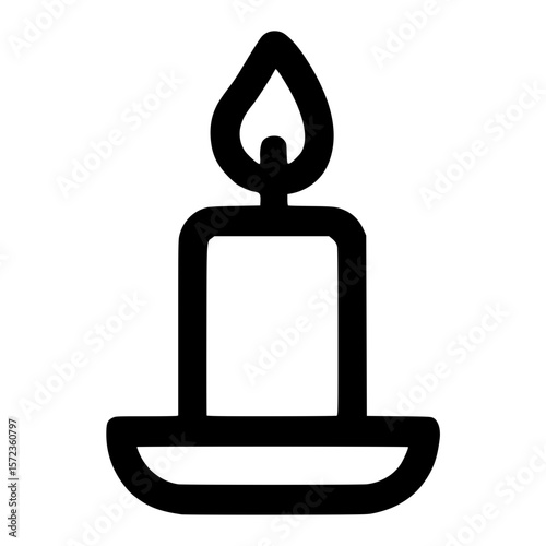 Simple Line Drawing Candle Flame Light Glowing Icon Symbol