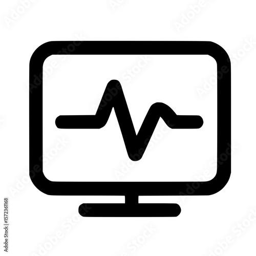 Simple Line Monitor Display Pulse Wave Signal Icon Element