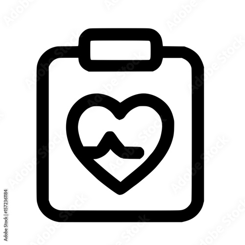 Simple Line Heartbeat Heart Shape on Clipboard Medical Healthcare Icon