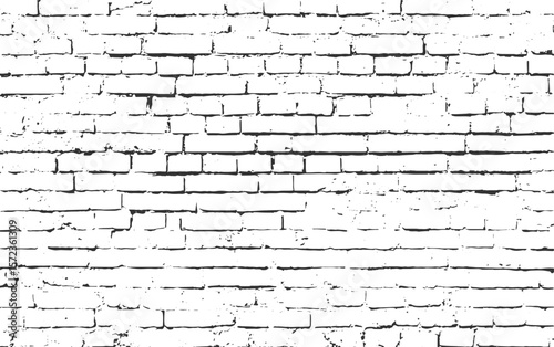 Textured white painted brick wall with dark mortar lines vector