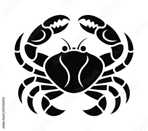 Crab Icon Set, Vector Crustacean Silhouettes for Seafood Menus and Branding