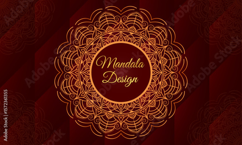 Luxury Red Mandala Floral Pattern – Islamic or Indian Art Style

