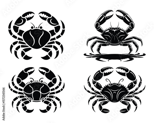 Crab Vector Symbols, Seafood Logo Graphics for Restaurant Design