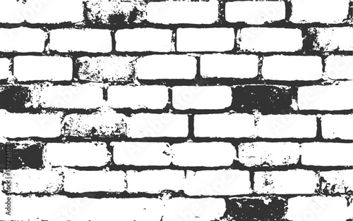 White brick wall texture with dark mortar and distressed surface vector