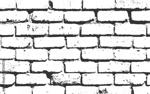 White brick wall texture with dark mortar and rough surfaces vector