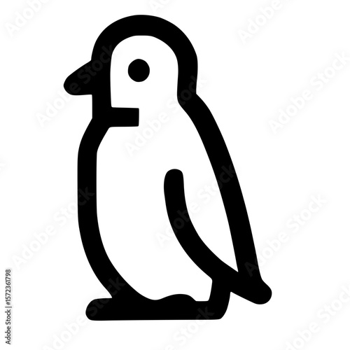 Black Outline Simple Penguin Standing Wild Animal Line Icon