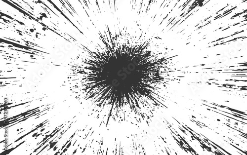 Abstract black ink splatter explosion on white background vector