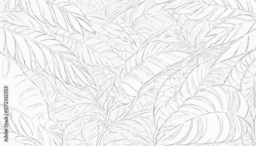 Intricate leaf patterns coloring page featuring tropical foliage in a lush design