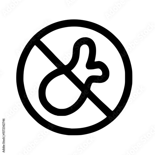 Simple Handdrawn Circle No Gesture Sign Shape Outline Icon