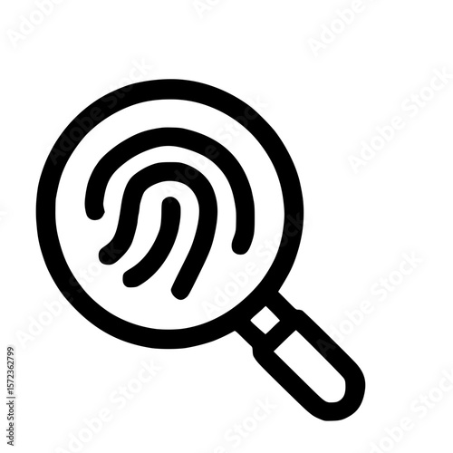 Outline Simple Fingerprint Examination Investigation Magnifying Glass Crime Icon