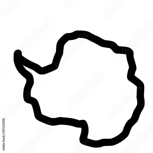 Handdrawn Simple Outline Antarctica Continent Shape Geography Icon Design