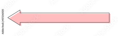 ピンク/薄い赤色の左向きの矢印のアイコン - シンプルでおしゃれな横に長い目立つフレーム･あしらい