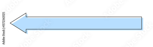 左向きの青い矢印の線画アイコン - シンプルでおしゃれな横に長い目立つフレーム･あしらい