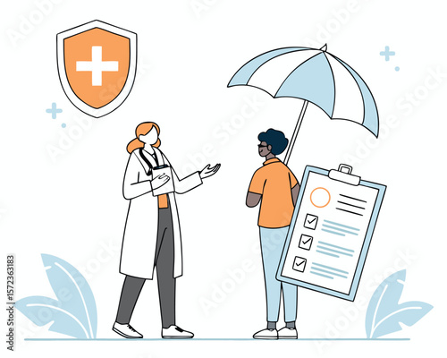 Healthcare professional consulting a patient about medical insurance options