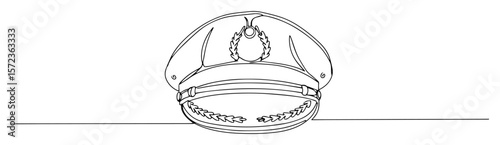 nautical captain hat line drawing
