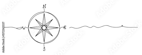 nautical compass rose line drawing