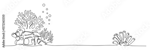 underwater coral reef line art vector