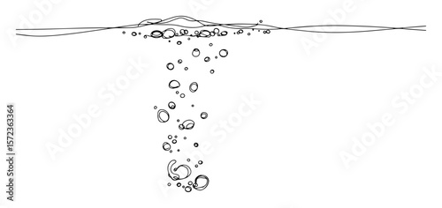bubbles rising from underwater line art