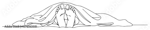 feet under blanket sleeping line drawing