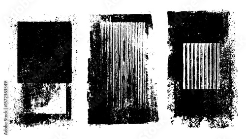 Black stripes, streaks, bars of different width on white background 