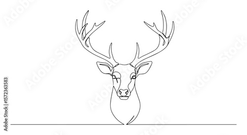 deer head with antlers line drawing