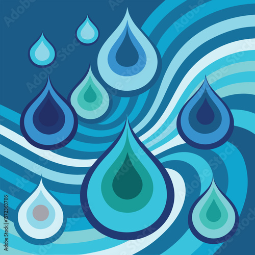 Abstract blue water drop design with seamless curves and smooth transitions, perfect for backgrounds.