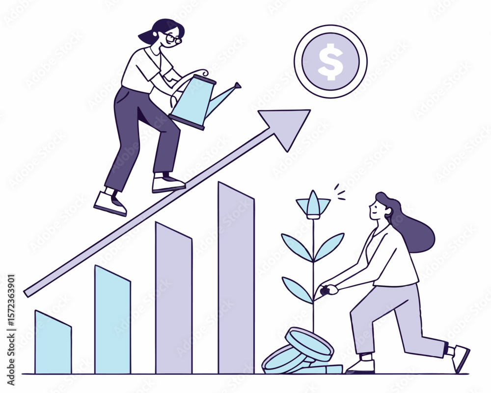 Obraz premium Investing in growth conceptual illustration of financial progress and business development