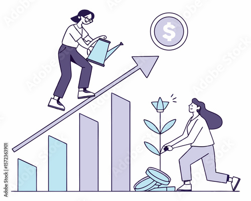 Investing in growth conceptual illustration of financial progress and business development