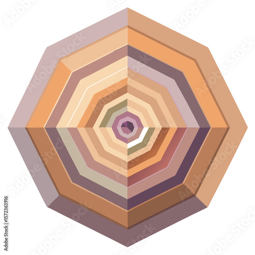 Abstract geometric design with multicolored layers and smooth transitions on a white background