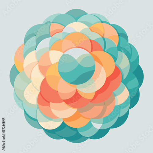 Abstract geometric design showcasing a vibrant floral pattern with smooth transitions in a modern minimalist style