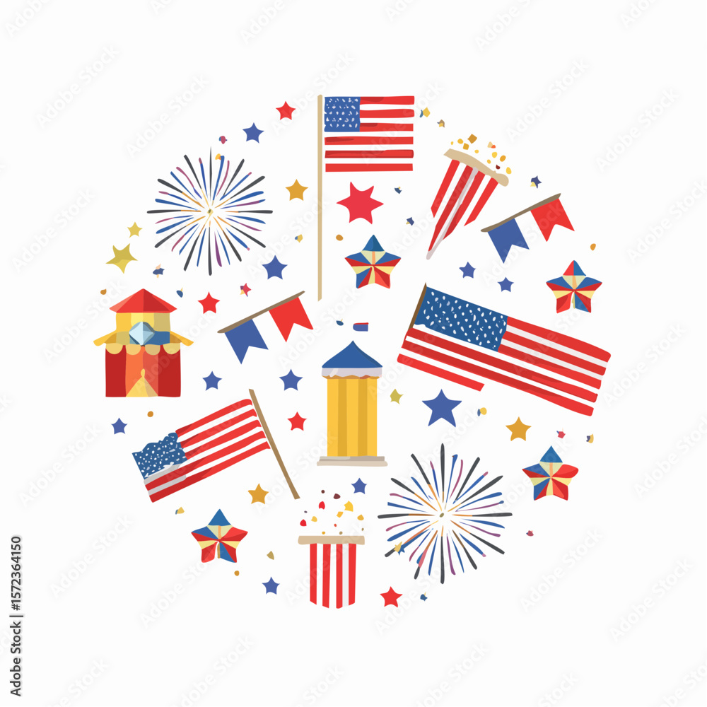Fototapeta premium 4th of July Independence Day USA Flag Celebration Vector Illustration