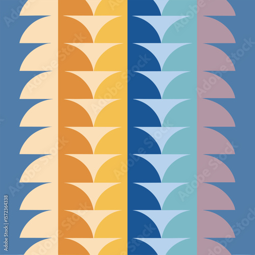 Colorful geometric abstract pattern featuring half circles and smooth transitions for creative design